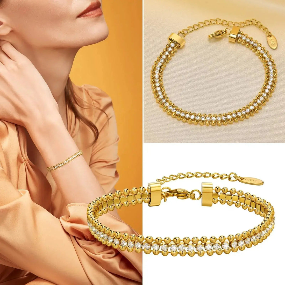 RHINESTONE GOLD PLATED BRACELET
